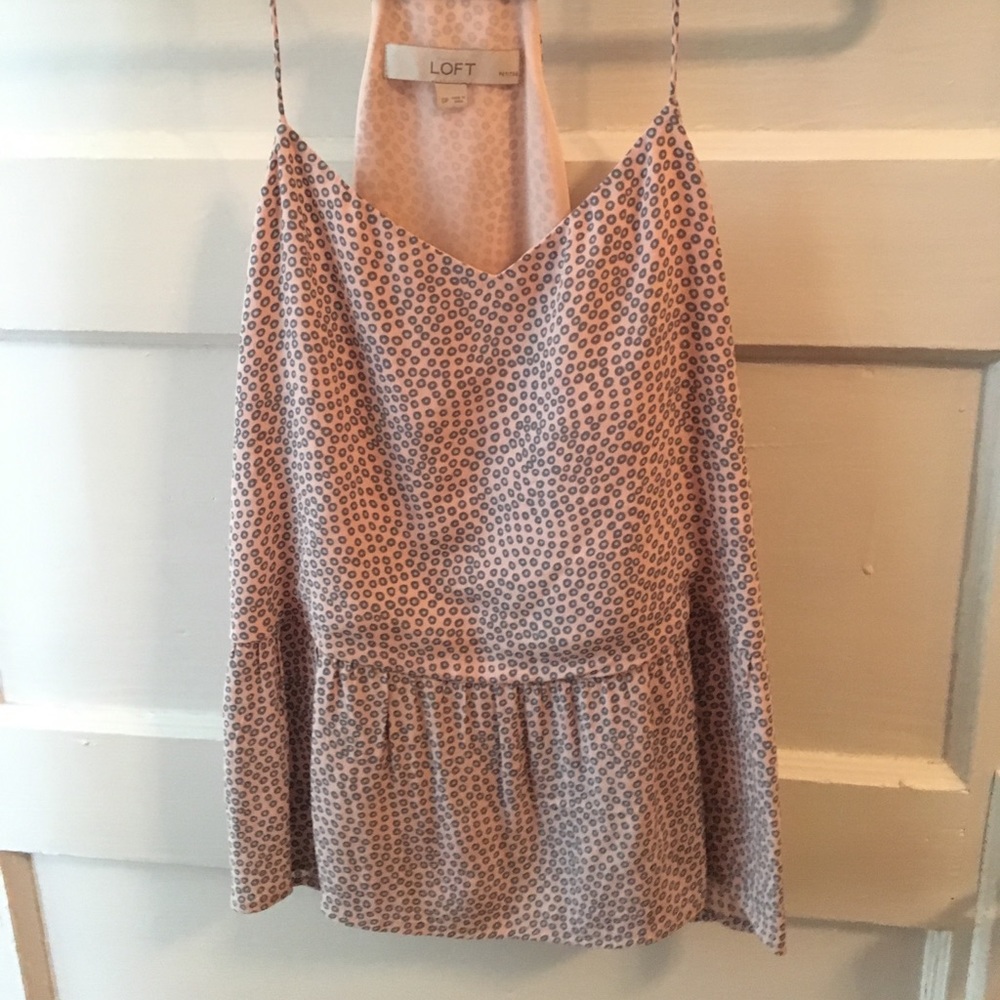 Print tank top with ruffle hem